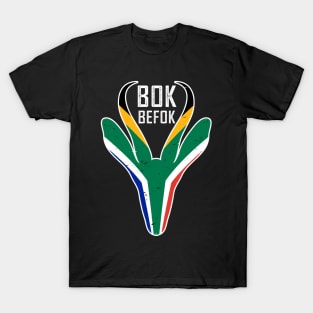 Bokbefok Springbok Face South Africa Flag T-Shirt